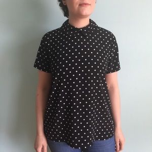 Peter Pan collar polka dot blouse